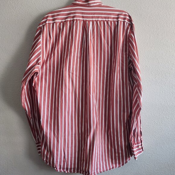 Peter Millar Mens Button Up Shirt Long Sleeve Striped Cotton Brown White Size L - Picture 2 of 8